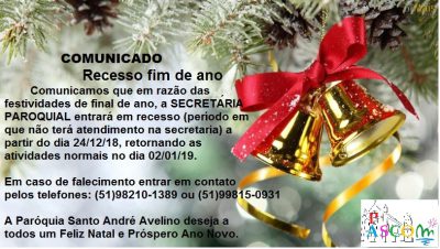 Secretária paroquial informa sobre atendimento de final do ano « Santo  André Avelino